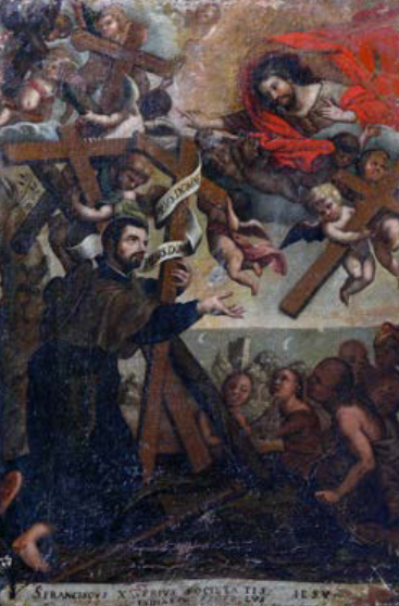 Anónimo iluminador.San Francisco Xavier,grabado de Guillaume Vallet